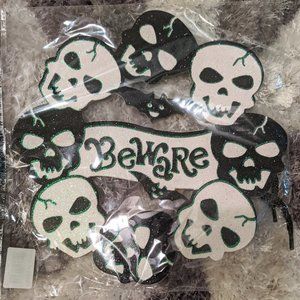 Goth Glitter Skulls & Bats Decoration